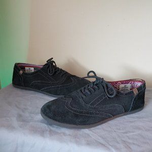 Rock & Candy Black Suede Lace Up Oxford Flats